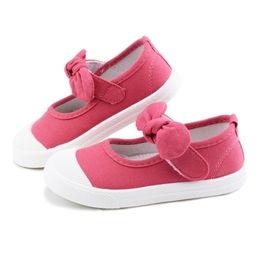 Baby Girl Shoes Canvas Casual Kids Shoes With Bowtie Bow-knot Solid Candy Color Girls Sneakers Children Soft Shoes 21-30 LJ201202
