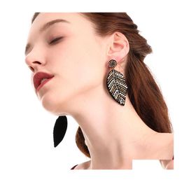 Dangle Chandelier Bohemian Fashion Jewellery Womens Beaded Earrings Handmade Rhinstone Leaf Stud Drop Delivery Dhwc6
