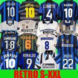 Финал 2009 Milito Sneijder Zanetti Milan Retro Soccer Jersey Jersey Eto'o Football 97 98 99 01 02 03 Djorkaeff Baggio Adriano 10 11 07 08 09 Batistuta Zamorano Ronaldo Inters.