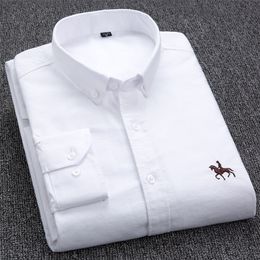 100% Cotton Ox Shirt Mens Long Sleeve Embroidered Horse Casual Without Pocket Solid Yellow Dress Shirt Men Plus Size 5XL6XL 220726