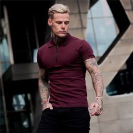 Mens Summer Solid Polo Shirt Short Sleeve Slim Fit Polos Fashion Streetwear Tops Men Cotton Fitness Sports Casual Golf Shirts 220408