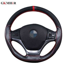 Steering Wheel Braided Soft Artificial Leather On Steering Wheel Universal 38Cm Needle And Wire Interior Accessories J220808