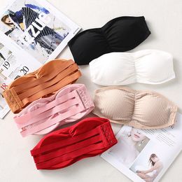 Bustiers & Corsets Women Bandage Tube Top Strapless Invisible Bra Push Up Lingerie Female Seamless Underwear Cotton Brassiere Summer Crop To
