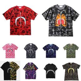 men women sportwear tee shirt jogger tracksuit pullover cotton crewneck ape shark t-shirt fashion Camouflage shirtsS7U0