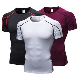 Men s Short Sleeve Rashgard Compression Running T Shirt Men Quick Dry Gym Fitness Sports Tights Sportswear 220622