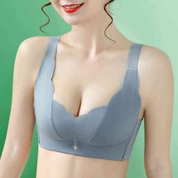 New Large Underwear Women Non Steel Ring Small Breast Collected Thick And Thin Cup Type Adjustable Anti Slip Breast Bra 46C L220726