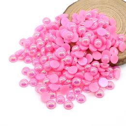 pearl craft beads Canada - ABS Flatback Half Pearl Beads Peach AB Flat Back Round Craft Half Pearls Diy Glue On Beads For Decoration 500-5000PCS PACK250Z