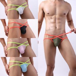 Underpants Sexy Transparent Men's Briefs Thongs Jockstrap Penis Pouch Mesh Breathable Underwear Men Low-waist Gay G-stringUnderpants