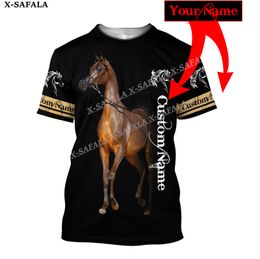 Custom Name Love Horse Beautiful Horses Animal 3D Printed High Quality T shirt Summer Round Neck Men Female Casual Top 9 220704