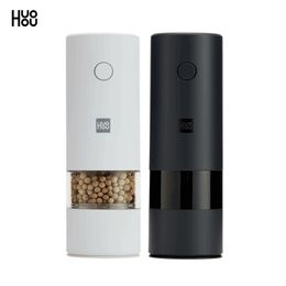 HUOHOU Electric Grinder 5 Gears Black White Pepper Coarse Salt Pepper Ground Into Powder Seasoning Kitchen Tools Home Restaurant 220727