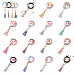 14 Colours Silicone Key Ring Bracelet for Women Unique Stylish Beaded Bangle Wristlet Keychain Chain Circle Wrist Keychains ZZB14761