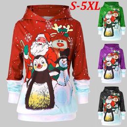 Women's Hoodies & Sweatshirts Women Christmas Print Harajuku Santa Snowman Elk Printed Pullover Hooded Sweatshirt Ladies Winter Party Tops H