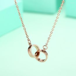 Chains Items Women' Circle Charm Chain Necklace Stainless Steel Ladies' Choker Rose Gold Female AccessoriesChains Sidn22