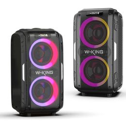 W-KING T9 Pro outdoor Speakers portable 120W Power stereo wireless Bluetooth loudspeaker with RGB lights for party support guitar input