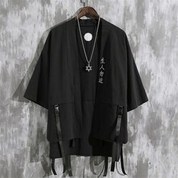 Summer Men's Haori Cardigan Kimono Men Shirt Samurai Japanese Clothing Robes Loose Yukata Shirts Streetwear Asia Clothes Camisas 220322