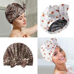 Beanie/Skull Caps Dots Decorated Shower Cap Double-Layer Waterproof Bath Hat For Women Oliv22