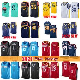 Stephen 30 Curry Ky 11 Thompson Basketball Jerseys James13 Harden 33 Wiseman John 1 Wall Jerseys 2021 NEW Mens