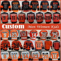 79 Carter Hart 11 Travis Konecny Hóquei Jersey Personalizado Homens Mulheres Crianças 9 Ivan Provorov Sean Couturier Kevin Hayes Morgan Frost Owen Tippett Cam Atkinson Brendan Lemieux