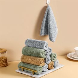Bamboo Charcoal Fiber Cleaning Cloth Rags Water Absorption NonStick Oil Washing Kitchen Towel Household Cleaning Wiping Tools 220727