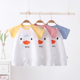 Newborn Rompers Summer Cotton Men's and Women's Baby Jumpsuit Short-sleeved Cartoon Print Boys One-pieces Clothes Summer Thin Girls Pyjamas