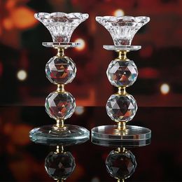 crystal table candle holders UK - Candle Holders Crystal Holder Glass Candlesticks Feng Shui Bowl Buddhism Ornament Romantic For Wedding Home Bar Dinner Party Table Decor