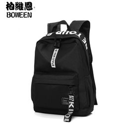 십대 소녀 배낭 여성 십대 남녀 strichbag 캐주얼 스타일 학생 책가방 LJ201225를위한 검은 나일론 여성 학교 가방