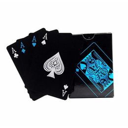 -Heiß wasserdichte PVC Plastik Poker Sets Trend 54pcs Deck Pokers Klassische Zaubertricks Werkzeug rein Farbe Schwarz