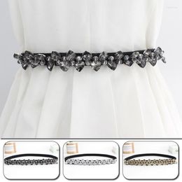 Belts Fashion Women Crystal Elastic Black White Gold Waist Rhinestone Inlaid Luxury Ladies For Dress AccesoriosBelts Fred22