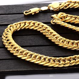 Mens 24inch Thick Heavy Real 24K Curb Link Chain Solid Gold FINSH MIAMI CUBAN Chain Hip Hop
