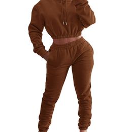 Women's Two Piece Pants Spring Women Workout 2 Outfits Tracksuit Long Sleeve Crop Tops Joggers Sets SweatsuitsWomen's