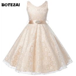 Girl Dress Kids Wedding Bridesmaid Children Clothes Summer Evening Party Princess Costume Lace Teenage Daughter Clothes 220521