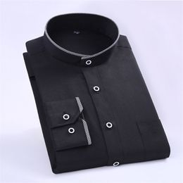 New Fashion Stand Collar Long Sleeve Slim Fit soft comfortable men dress shirts party wedding male tuxedo shirts 201124