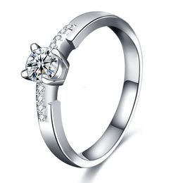 0.5ct Moissanite Ring Wedding Proposal 925 Sterling Silver Six Prong Moissan Diamond Ring Woman