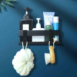 Bathroom Shower Shelf Toilet Kitchen Organiser Rack Wall Mounted Storage Holder With Hooks Cosmetic Shelves MXC J220702