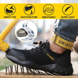 Working Shoes Men Steel Toe Anti-Smashing Puncture Proof Soft Light Breathable Comfortable Indestructible Flexibility