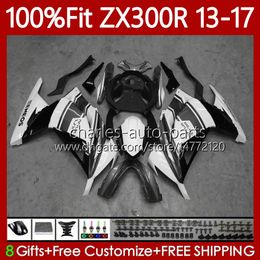 Injection Body Kit For KAWASAKI NINJA ZX300R EX ZX 3R 3 R 300R EX-300 2013 2014 2015 White black 16 17 125No.194 EX300R ZX-3R ZX-300R ZX3R ZX300 13 14 15 2016 2017 Fairing