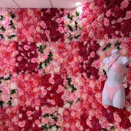 -Flores decorativas guirnaldas de flores 3d de la pared de la pared del panel de la decoración de la boda de la boda del fondo de la ducha nupcial de la ducha de los bebés de las niñas del hogar