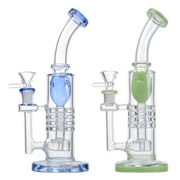 barrel perc UK - Glass Bongs Hookahs Oil Dab Rigs Barrel Perc Bent Type Thick Glass Water Pipes Inverted Showerhead Percolator With Bowl 14mm Female Joimt