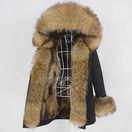 Women's Fur & Faux 2022 Long Waterproof Parka Winter Jacket Women Real Coat Hood Natural Raccoon Outerwear DetachableWomen's Women'sWomen's