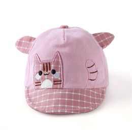 Topi Bisbol Bayi Telinga Lucu Topi Surya Baru Lahir Kucing Kartun Kotakkotak Musim Semi Musim Panas Topi Pelindung Anak Lakilaki Perempuan 220611