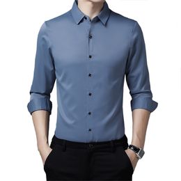 BROWON Autumn Shirts for Men Long Sleeve Shirt Solid Colour Anti-wrinkle Wedding Shirt Men Turn-down Collar Business Shirts 220326