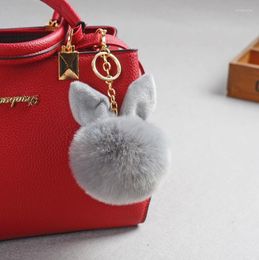 Keychains Cute Fluffy Toys Ear Keychain Key Chain Fur Woman Bag Charms Keyring Pom Car Pendant Pompom Holder Jewellery Miri22