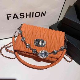 NEW French Design Fashion Diamond Square Bag Handbag & Elegant Noble Gem Shoulder Bag Crossbody Bag Width 24cm Height 14cm Y220812