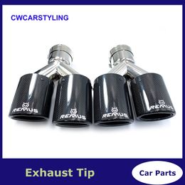 2Pcs Car Modification Universal Muffler Dual Stainless Steel Automobile Exhaust Pipe Remus Exhaust Tip For BMW Benz Audi VW Any Cars