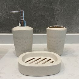 3Pcs Set Wheat Straw Soap Dispenser Toothbrush Holder Box Washroom Suit Bathroom Accessories 220523