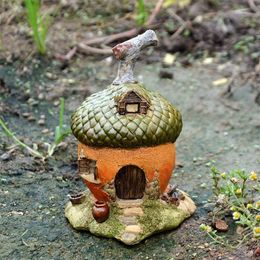 resin acorn house statuette home decor miniatures fairy garden Ornament accessories Figurines for Home Decor Crafts T200331