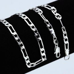 Chains Fashion 4MM 16-24inch 925 Silver Necklace Men Jewellery Figaro Necklaces Curb Chain Party Couple GiftChains