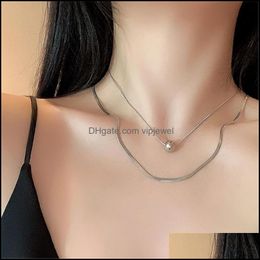 Pendant Necklaces Pendants Jewellery New Style Titanium Steel Snake Bone Chain Bead Double Layer Link Ball Necklace For Gifts Drop Delivery