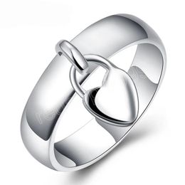 925 Sterling Silver Heart Lock Ring Classic For Woman Fashion Wedding Engagement Party Gift Charm Jewellery