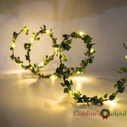 Strings 10M Outdoor LED Leaf Twine Fairy String Lights With Battery Operate For Rustic Wedding Holiday Party Event DecorationLED StringsLED